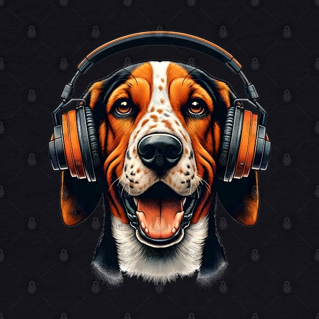 American English Coonhound Smiling DJ: Melodies and Grins by ArtRUs